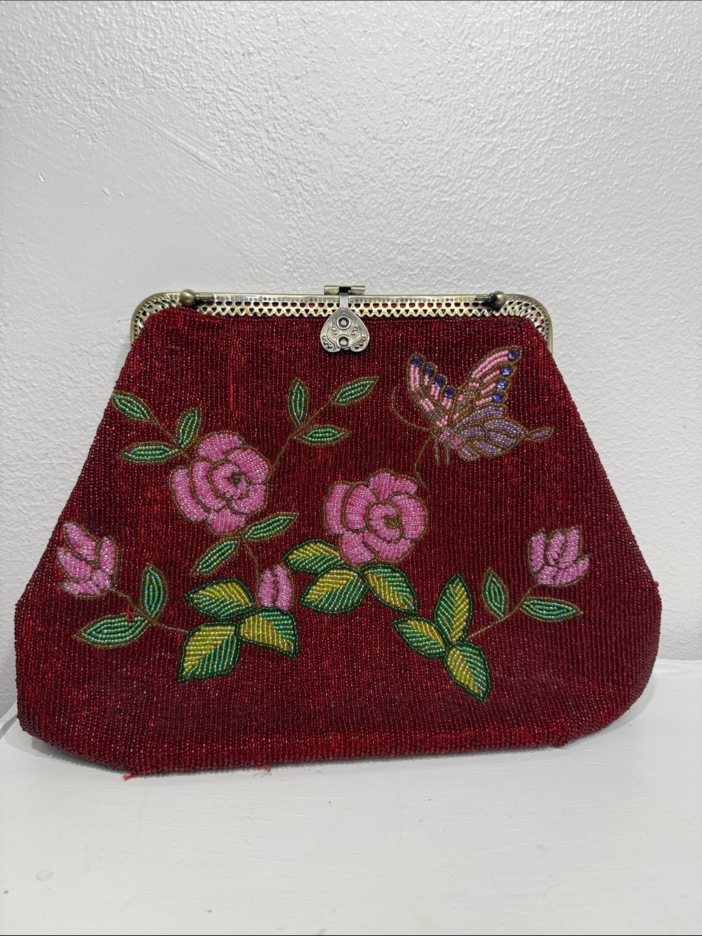 Vintage beautiful Beaded flower shoulder Bag